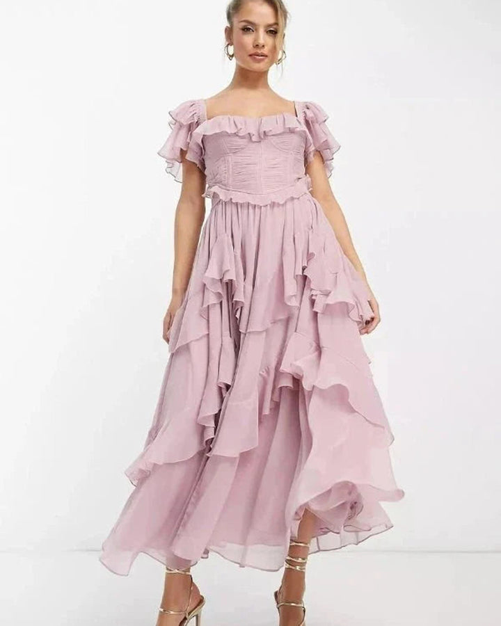 Freyna Volant Zweiteiliges Midi Kleid