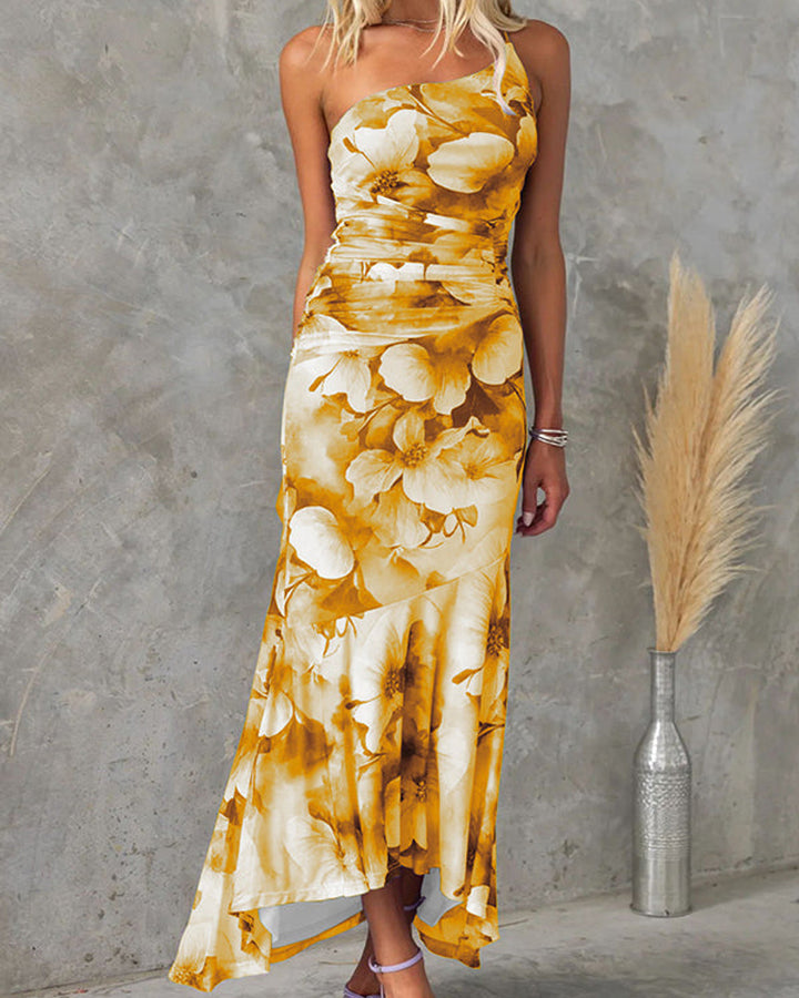 Deja Maxikleid Blumenmuster Asymmetrisch