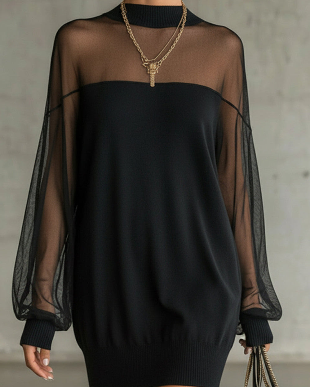 Lena Netz Minikleid Hochkragen