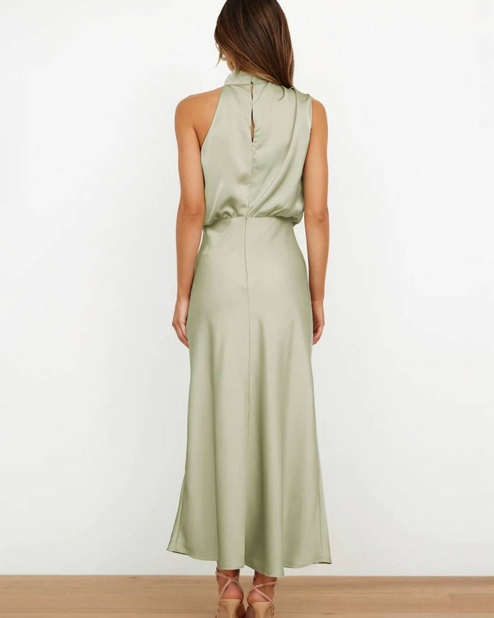 Lena Langes Abendkleid Neckholder Satin
