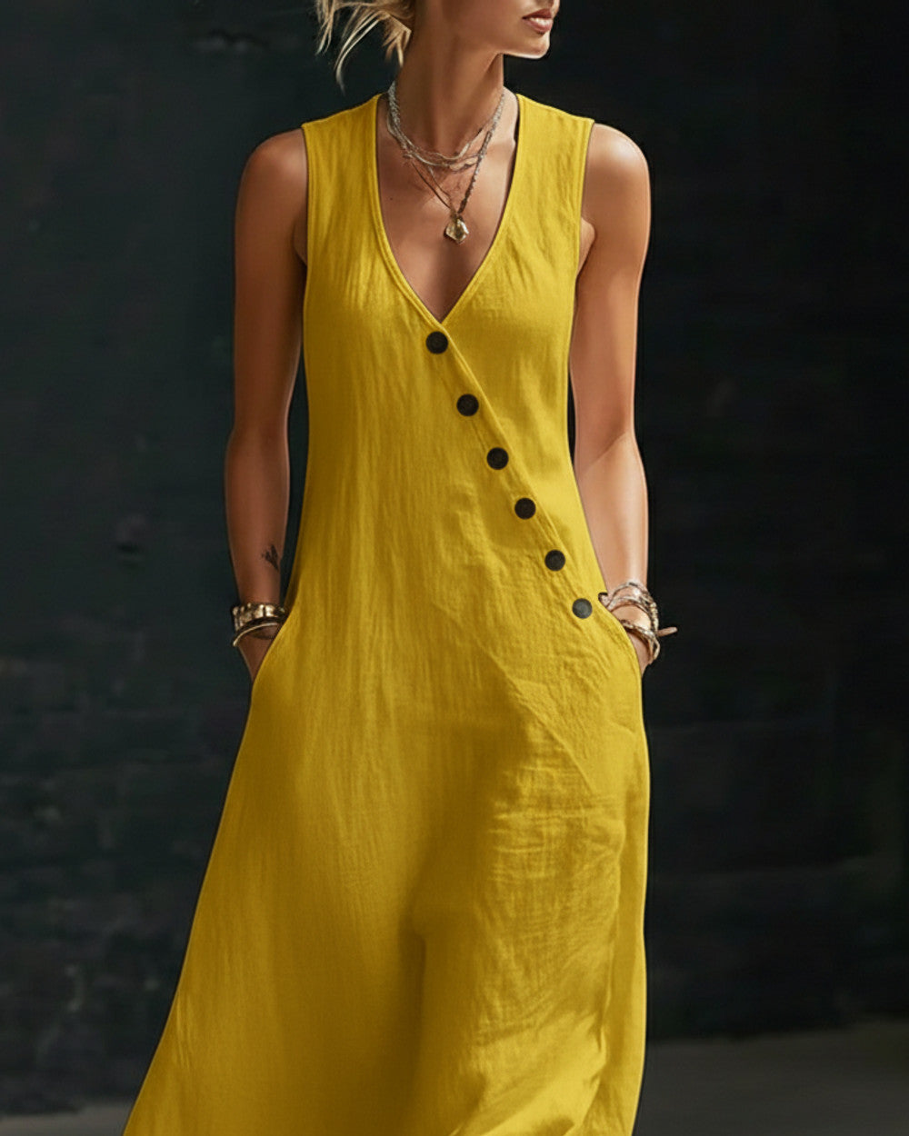 Nina Durchgeknöpftes Maxikleid Damen