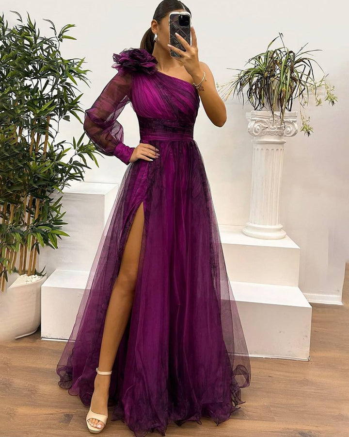 Lena Langes Abendkleid Blumenmuster Tüll