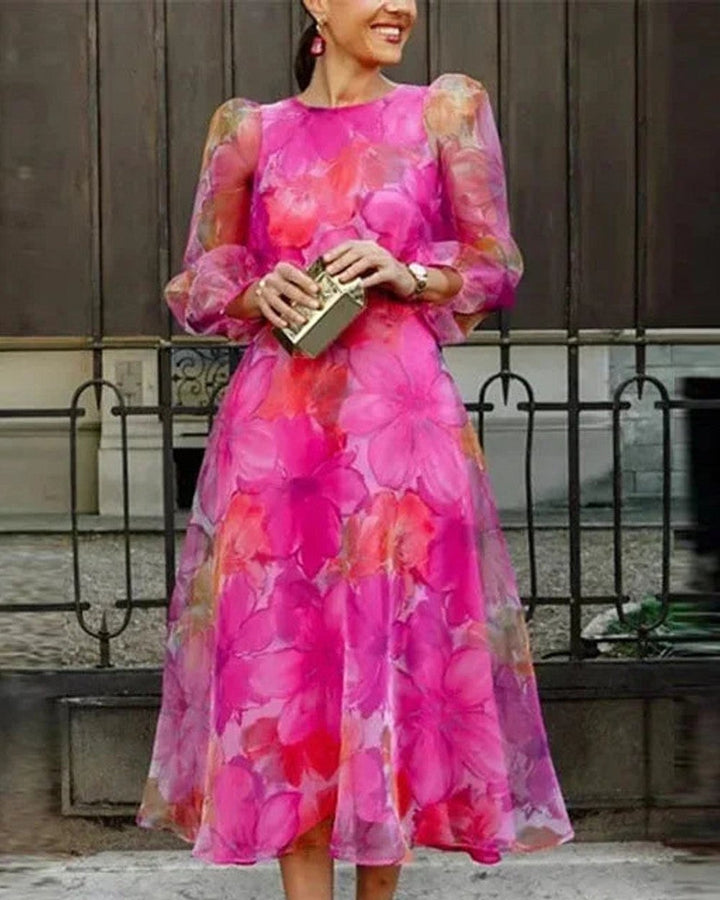 Lena Blumenkleid Midi Langarm Damen