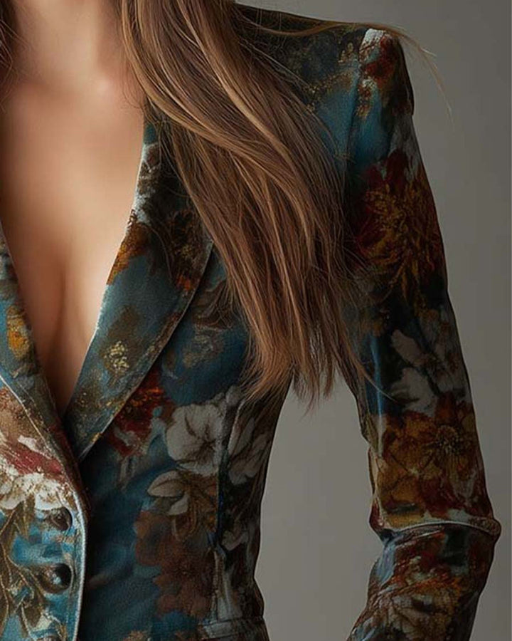 Lena Samtblazer Blumenmuster