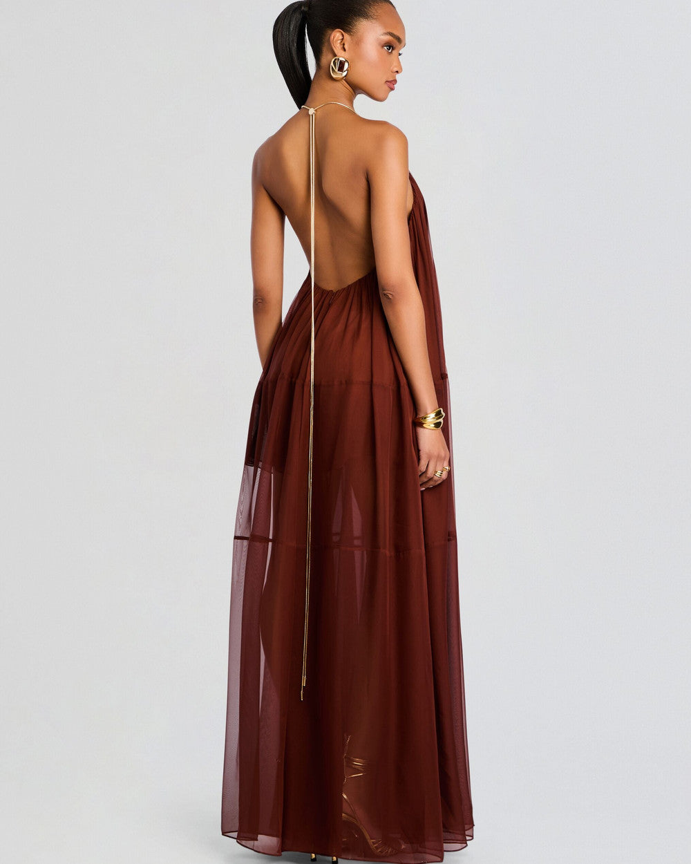 Lena Langes Chiffon Abendkleid