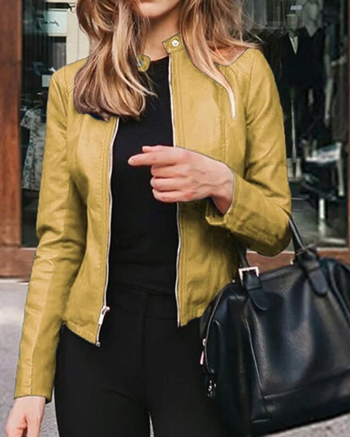 Lena Glatte Kunstlederjacke Damen