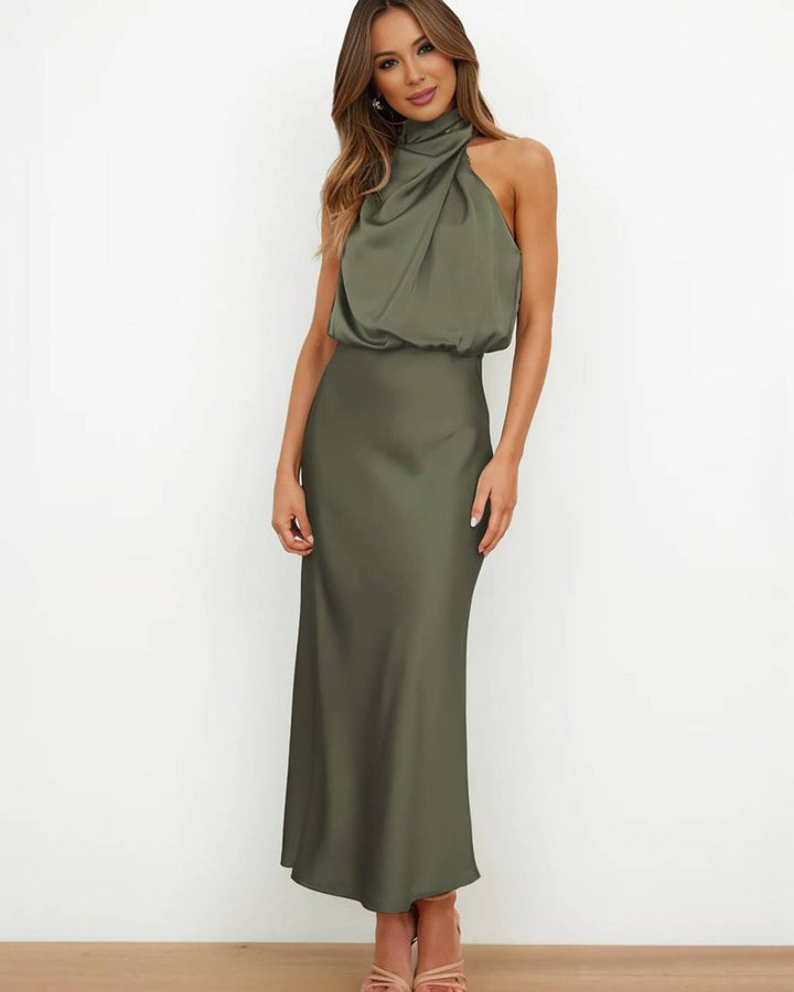 Lena Langes Abendkleid Neckholder Satin