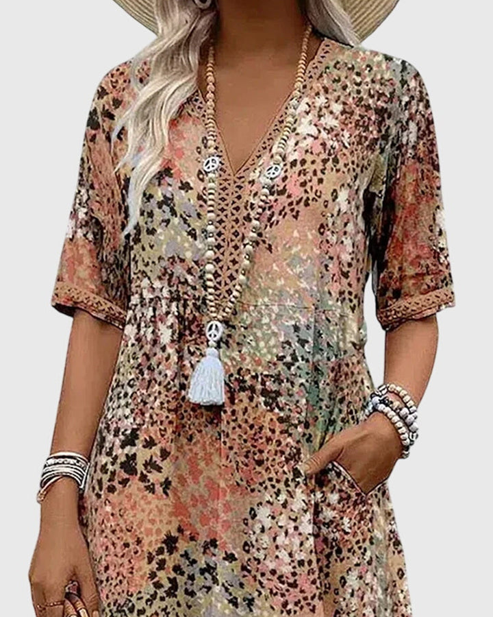 Bella Blumiges Midi Kleid Damen