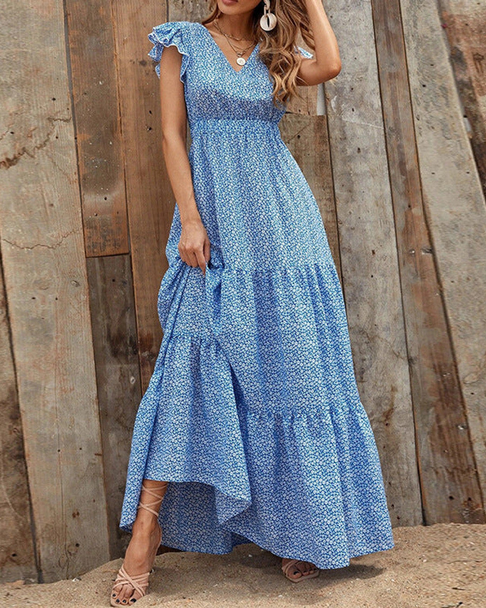 Mia Sommerkleid Blumenmuster V-Ausschnitt