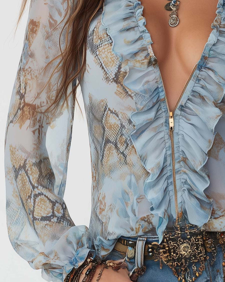 Nina Gerüschte Chiffon Bluse Damen