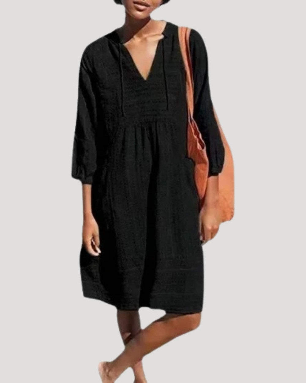 Lena Leinen Sommerkleid V-Ausschnitt