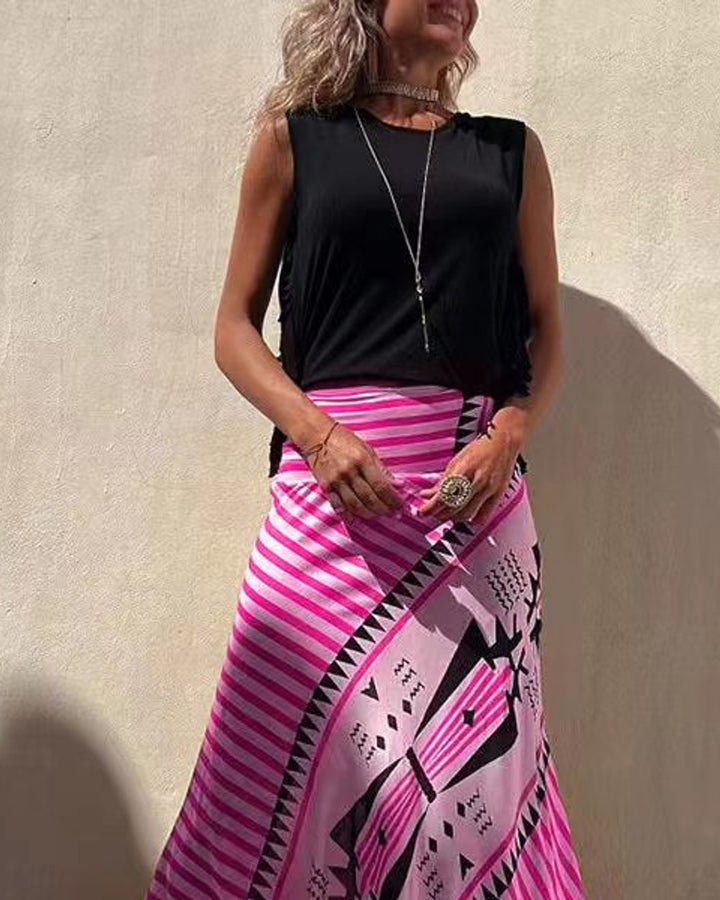 Eva Satinrock Geometrisch Maxirock