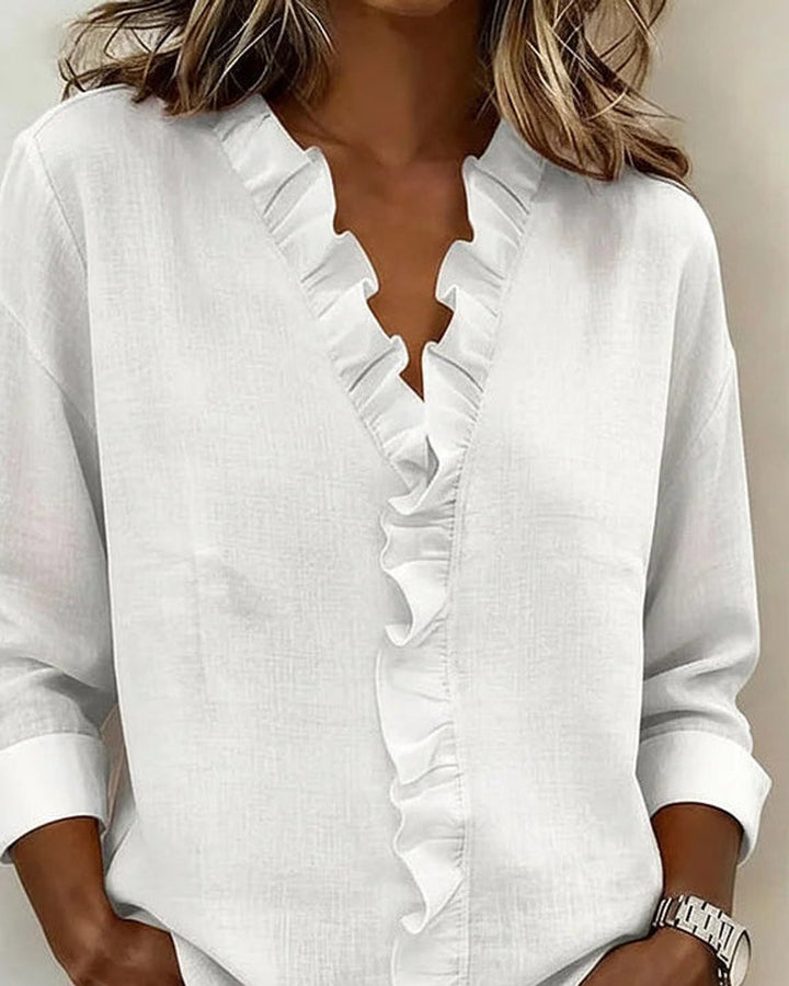 Indie Rüschenbluse Damen Langarm