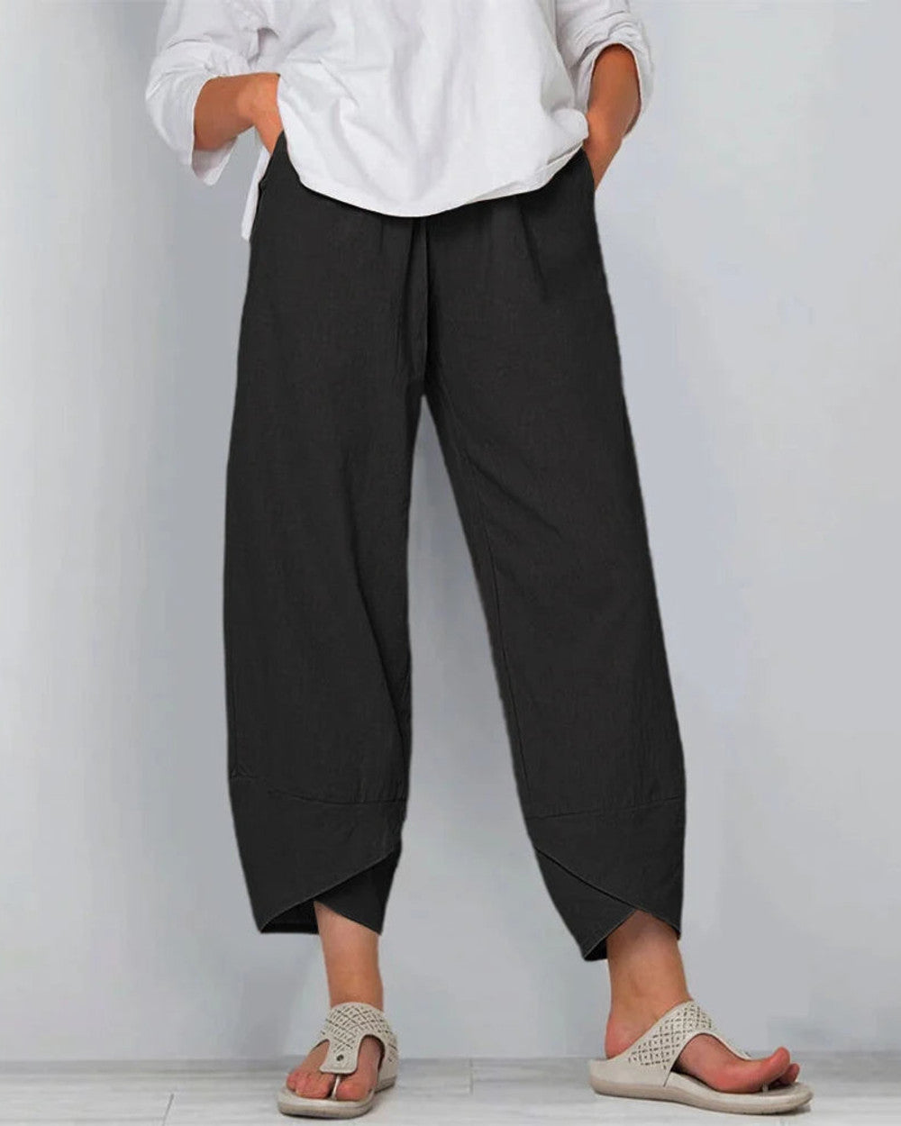 Netha Weite Leinenhose Damen Luftig