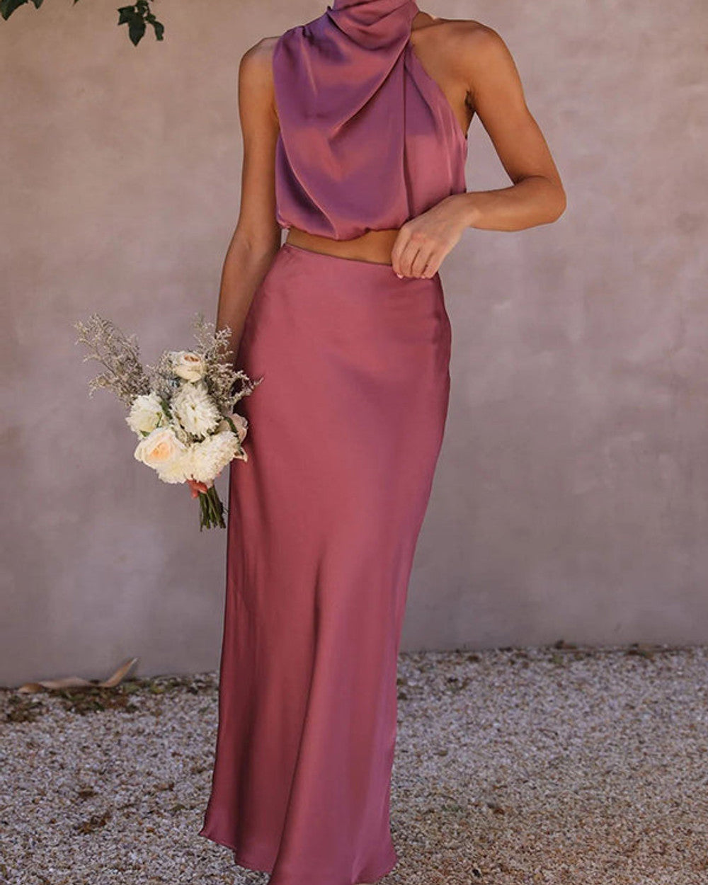 Lena Glanzeffekt Maxikleid Rundhals