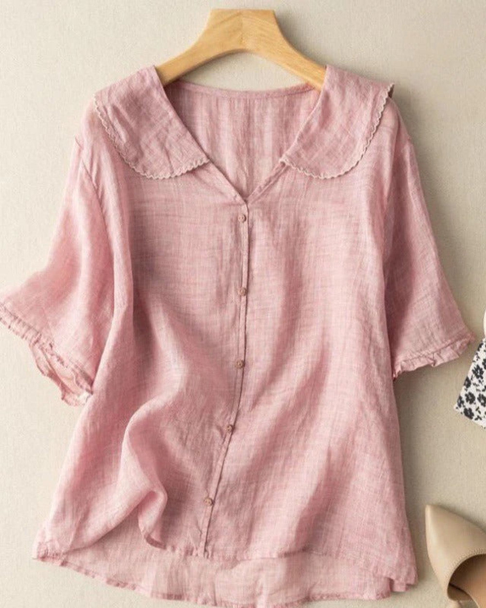 Kristi Bluse Damen Knopfdetail Vintage