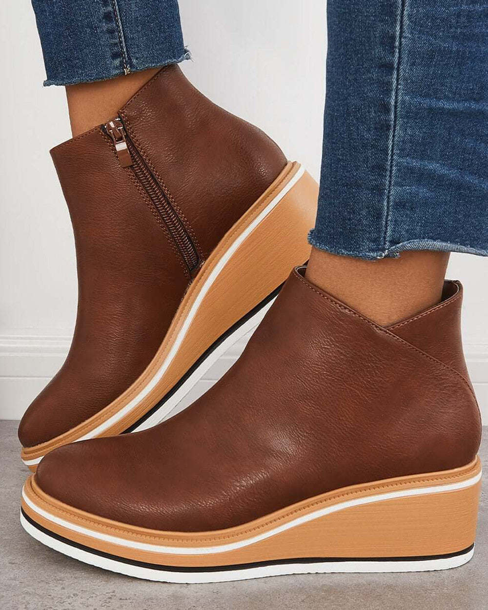 Lena Keilabsatz Stiefeletten Reißverschluss