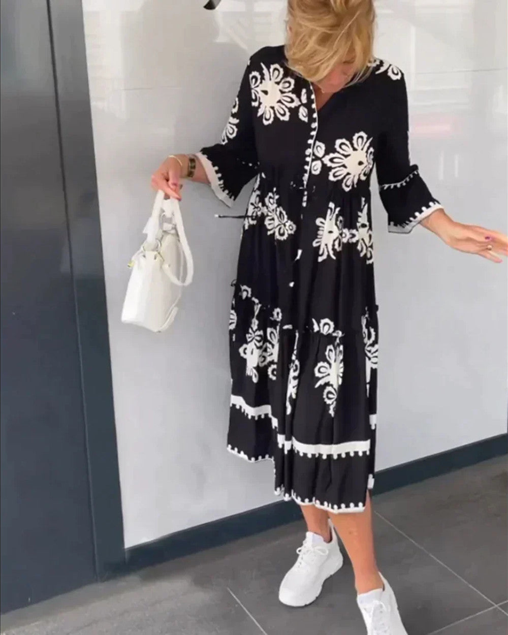 Lena Herbstkleid mit Blumendruck