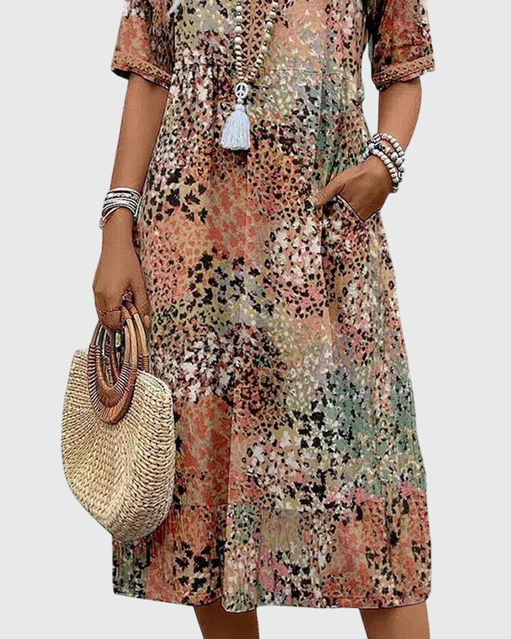 Bella Blumiges Midi Kleid Damen