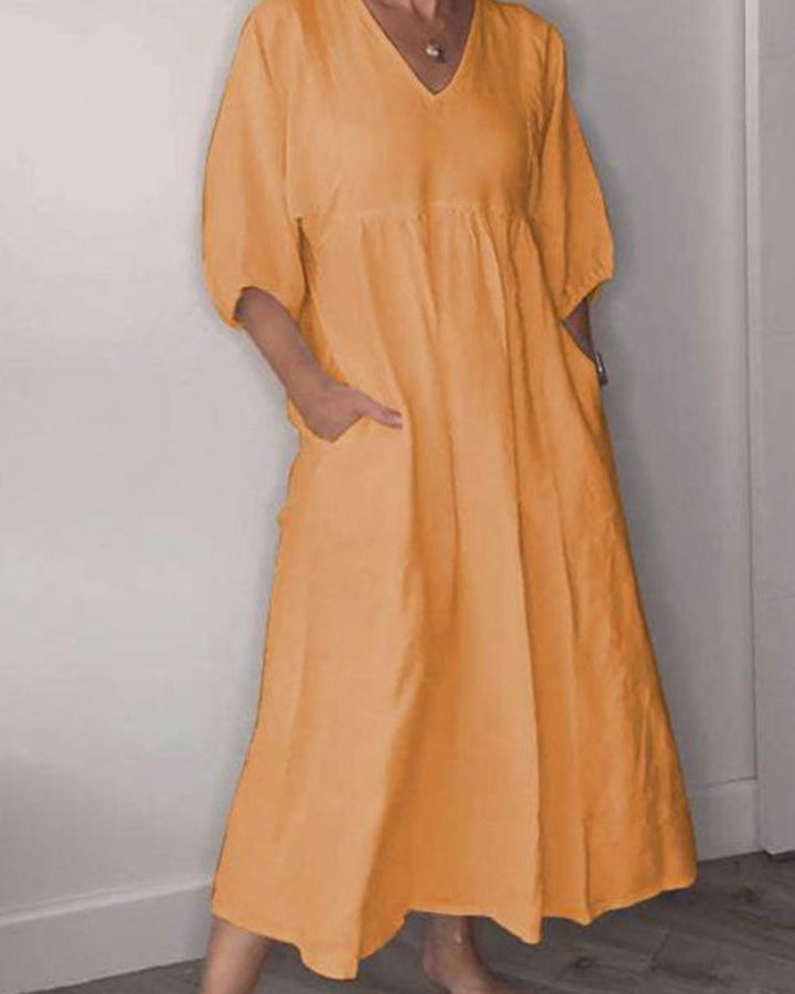 Wylla Bequemes Schickes V-Ausschnitt Kleid