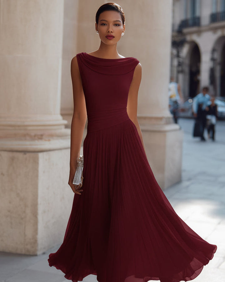 Lena Ärmelloses Faltenkleid Wasserfall