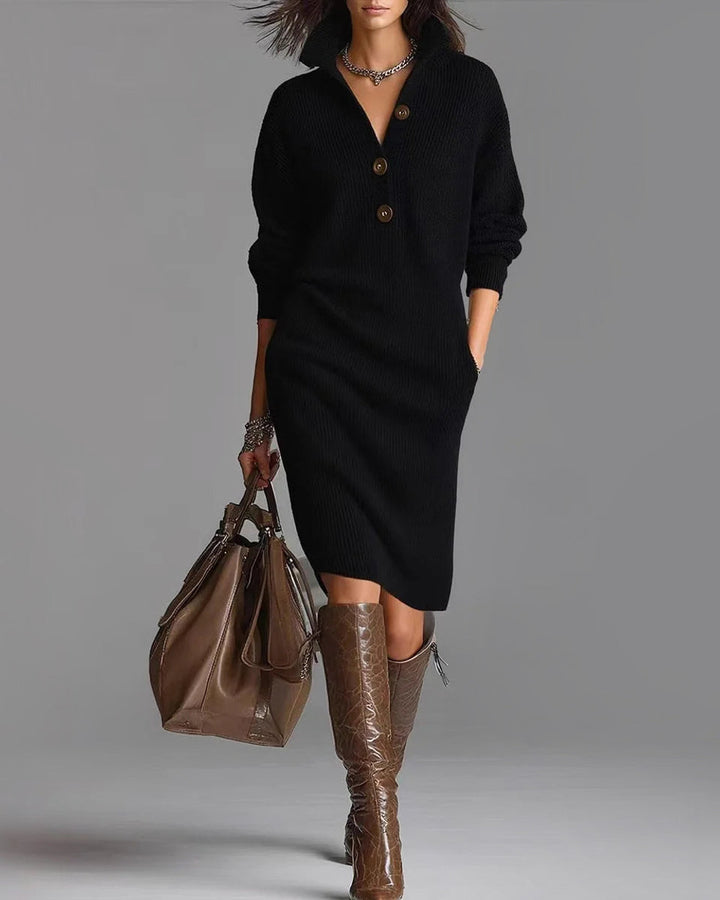 Emma Geripptes Strickkleid Midi Damen