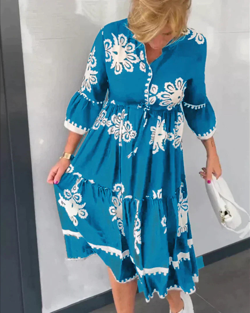 Lena Herbstkleid mit Blumendruck