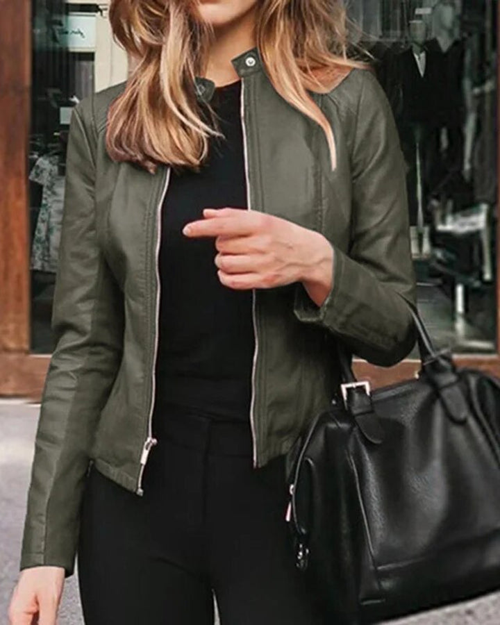 Lena Glatte Kunstlederjacke Damen
