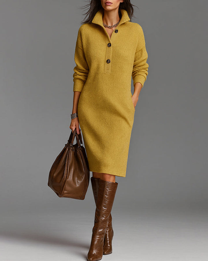 Emma Geripptes Strickkleid Midi Damen