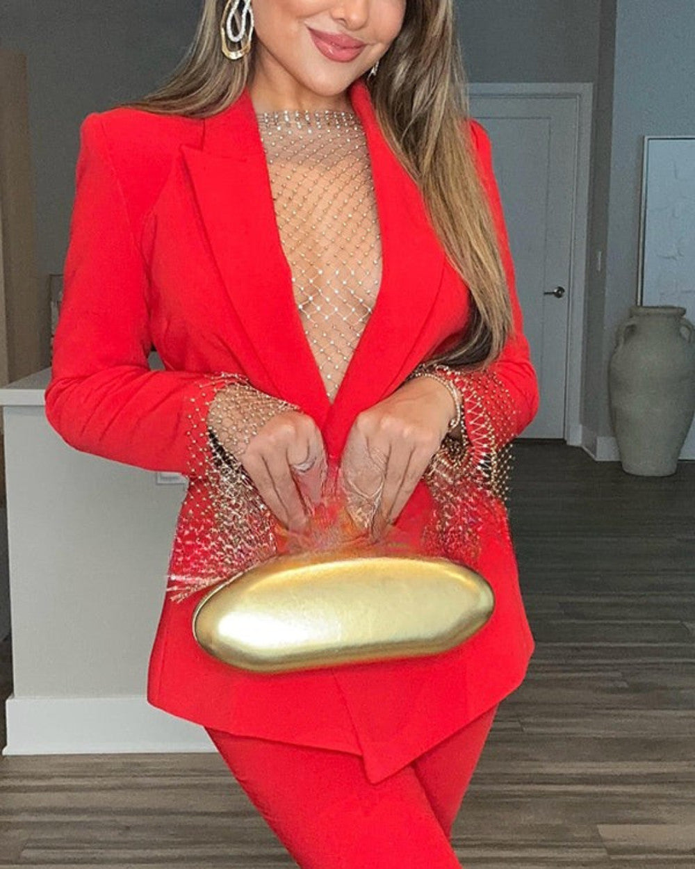Lena Netzoberteil Glockärmel Bluse