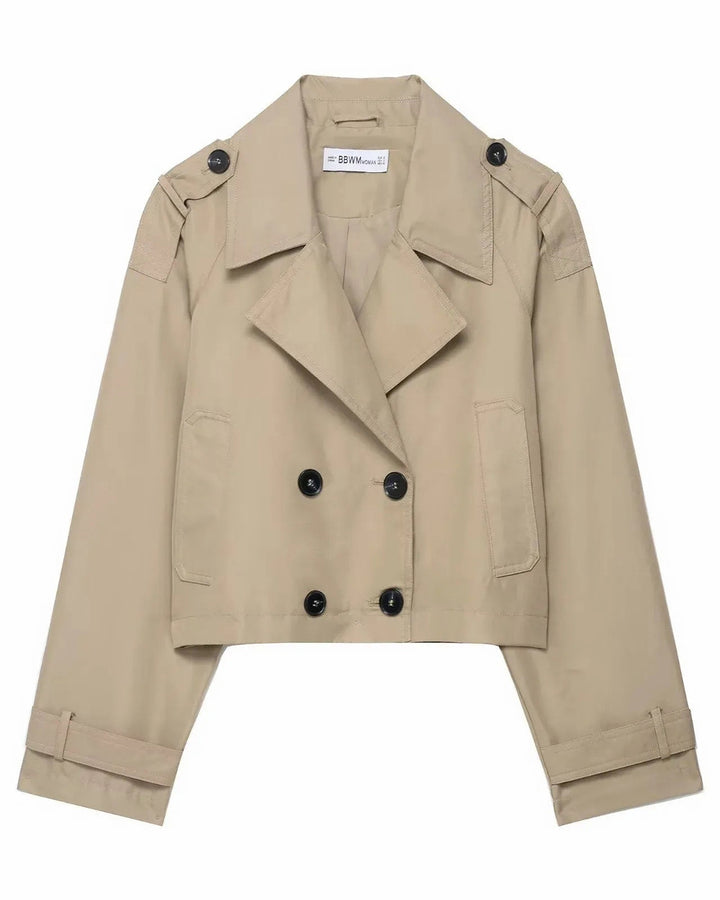 Emma Kurzer Trenchcoat Damen Zweireihig