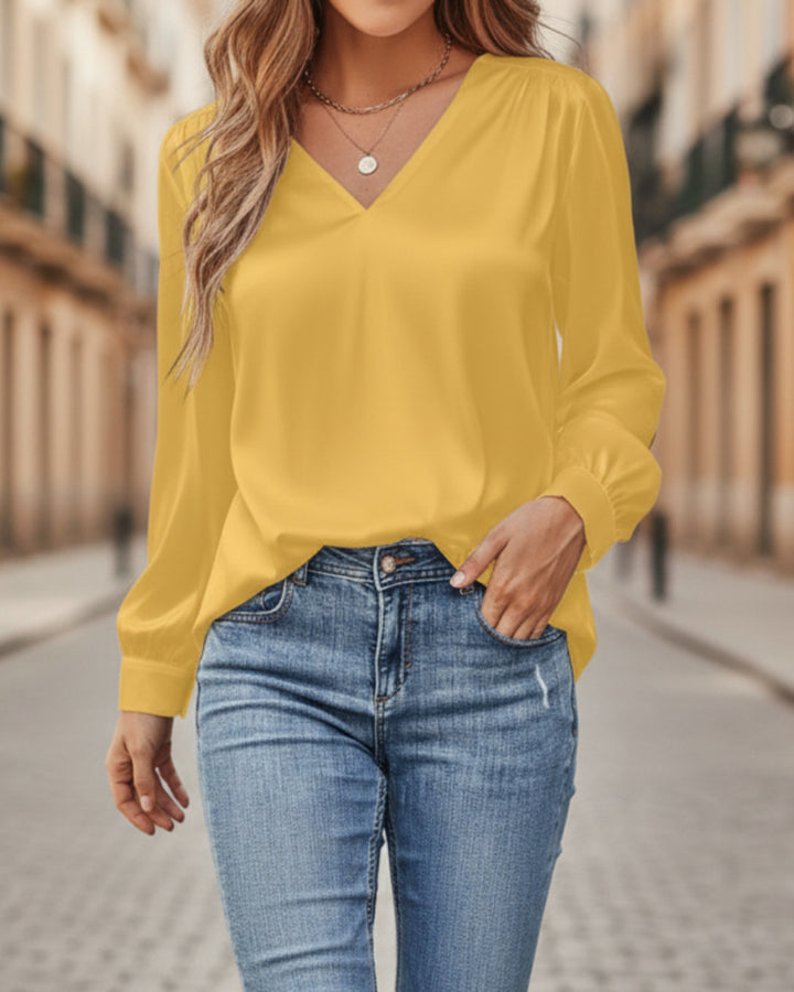 Alina Satinbluse V-Ausschnitt Damen
