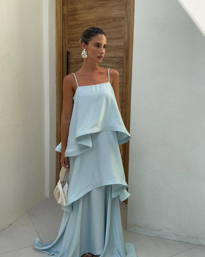 Lena Rüschen Maxikleid Trägerkleid