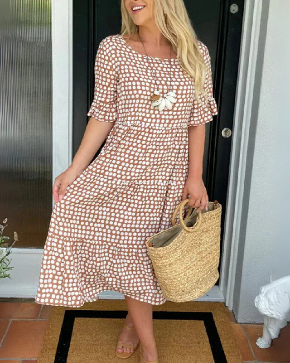 Aisha Gestuftes Midi Kleid Damen