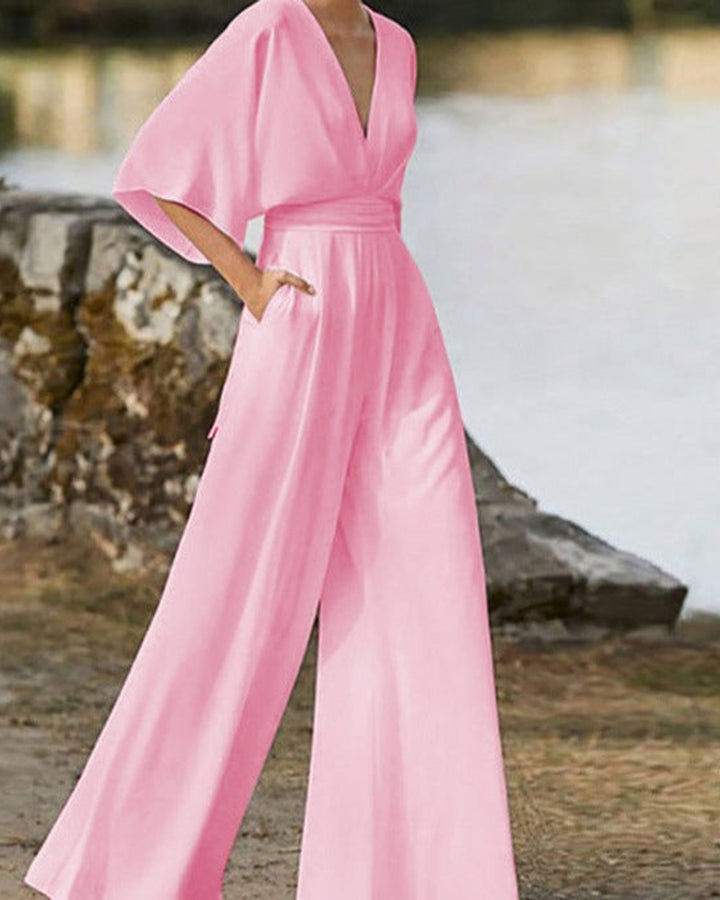 Lena Eleganter V-Ausschnitt Einteiler