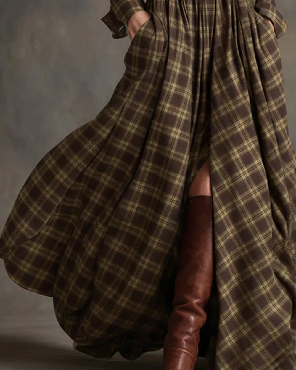 Lena Kariertes Maxikleid Hemdkleid