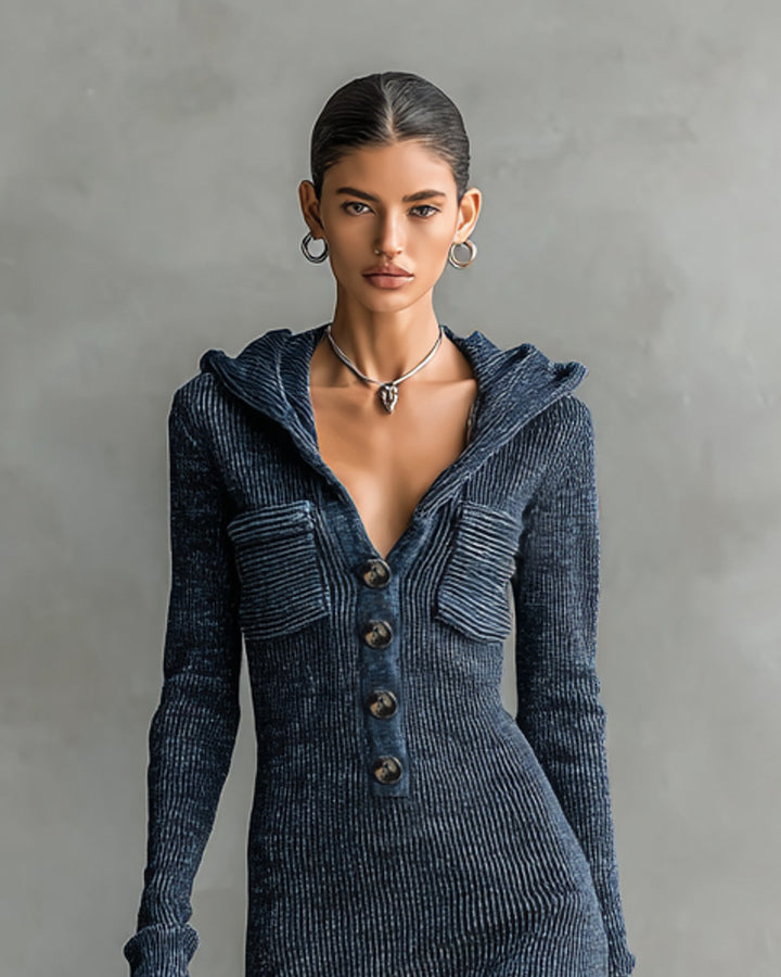Lena Gestricktes Kapuzen-Maxikleid