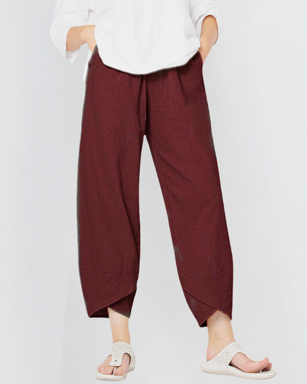 Netha Weite Leinenhose Damen Luftig
