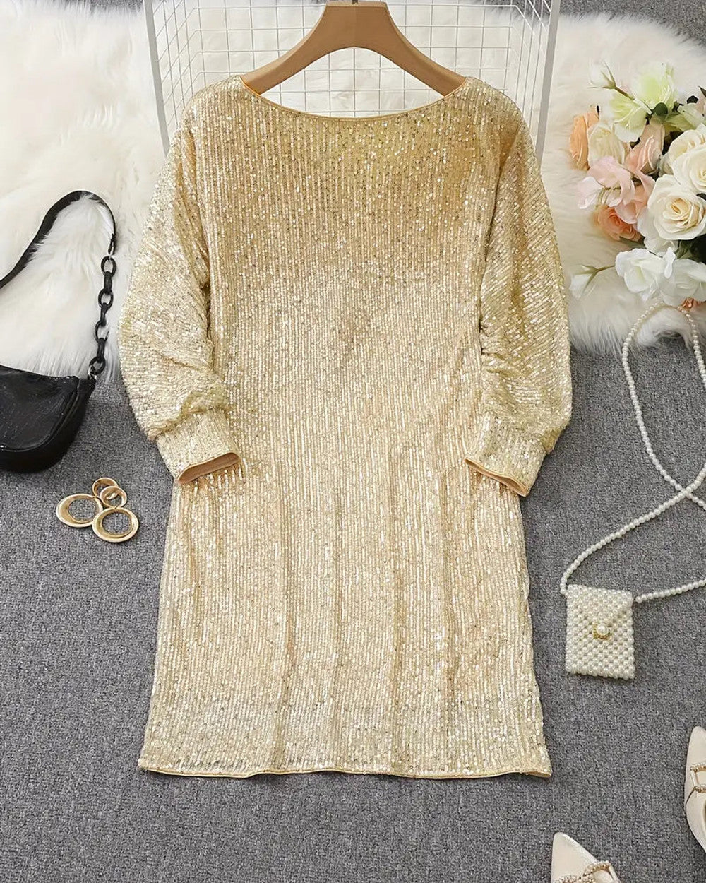 Aria Pailletten Festkleid Damen