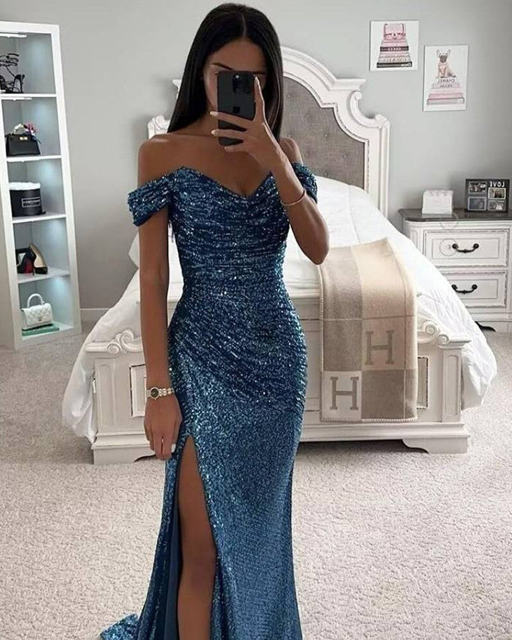 Lena Meerjungfrau Abendkleid Glitzereffekt
