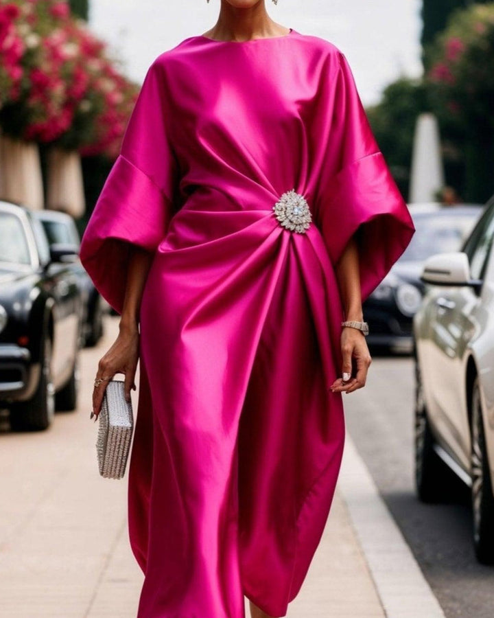 Lena Glänzendes Satin Maxikleid Lang