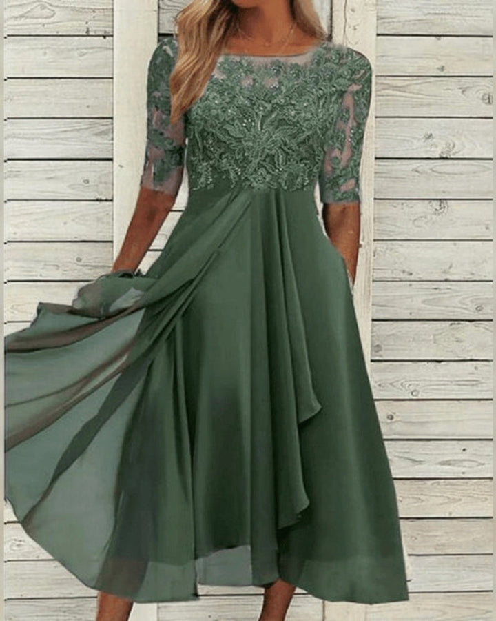 Savannah Damen Chiffon Mittellanges Kleid