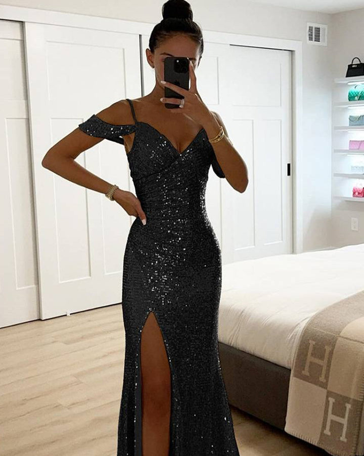 Lena Langes Abendkleid Paillettenglanz