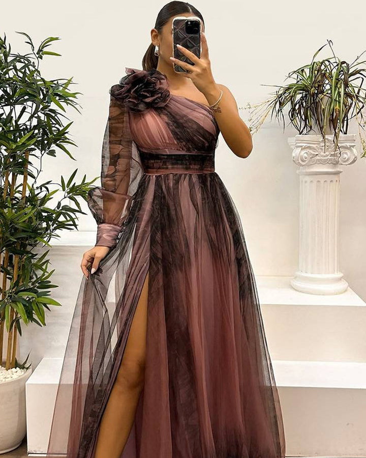 Lena Langes Abendkleid Blumenmuster Tüll