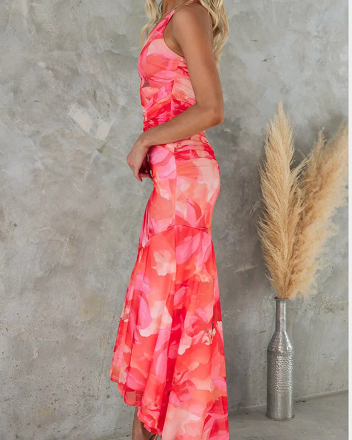 Deja Maxikleid Blumenmuster Asymmetrisch