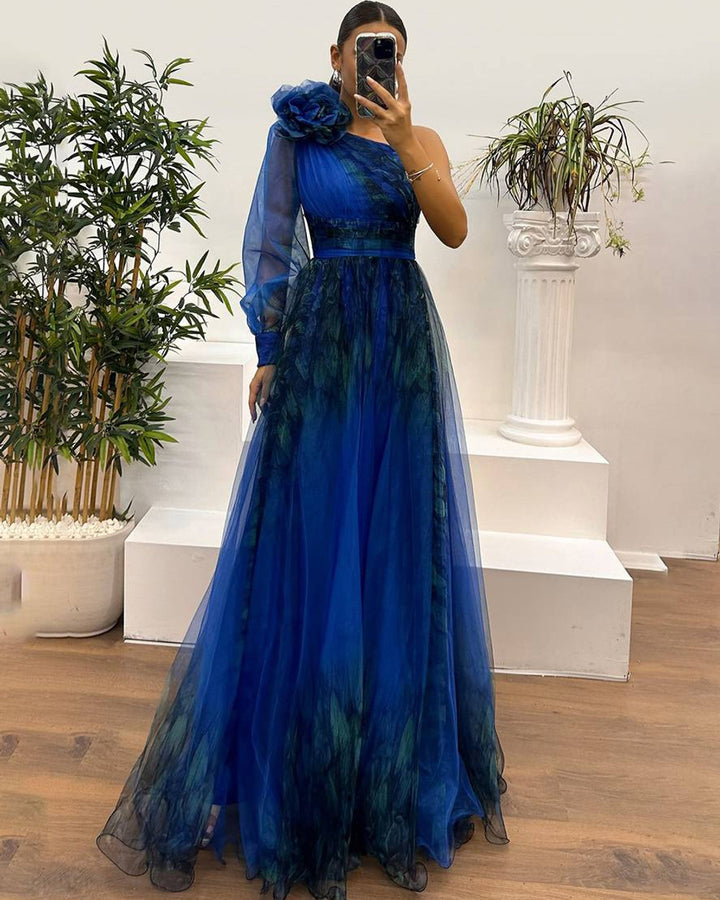 Lena Langes Abendkleid Blumenmuster Tüll