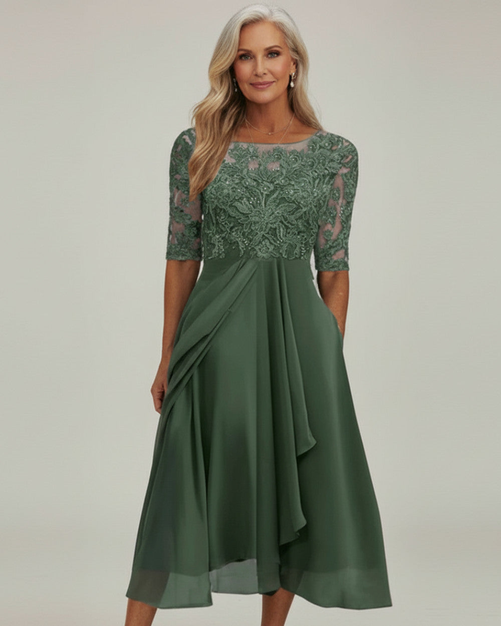 Savannah Damen Chiffon Mittellanges Kleid