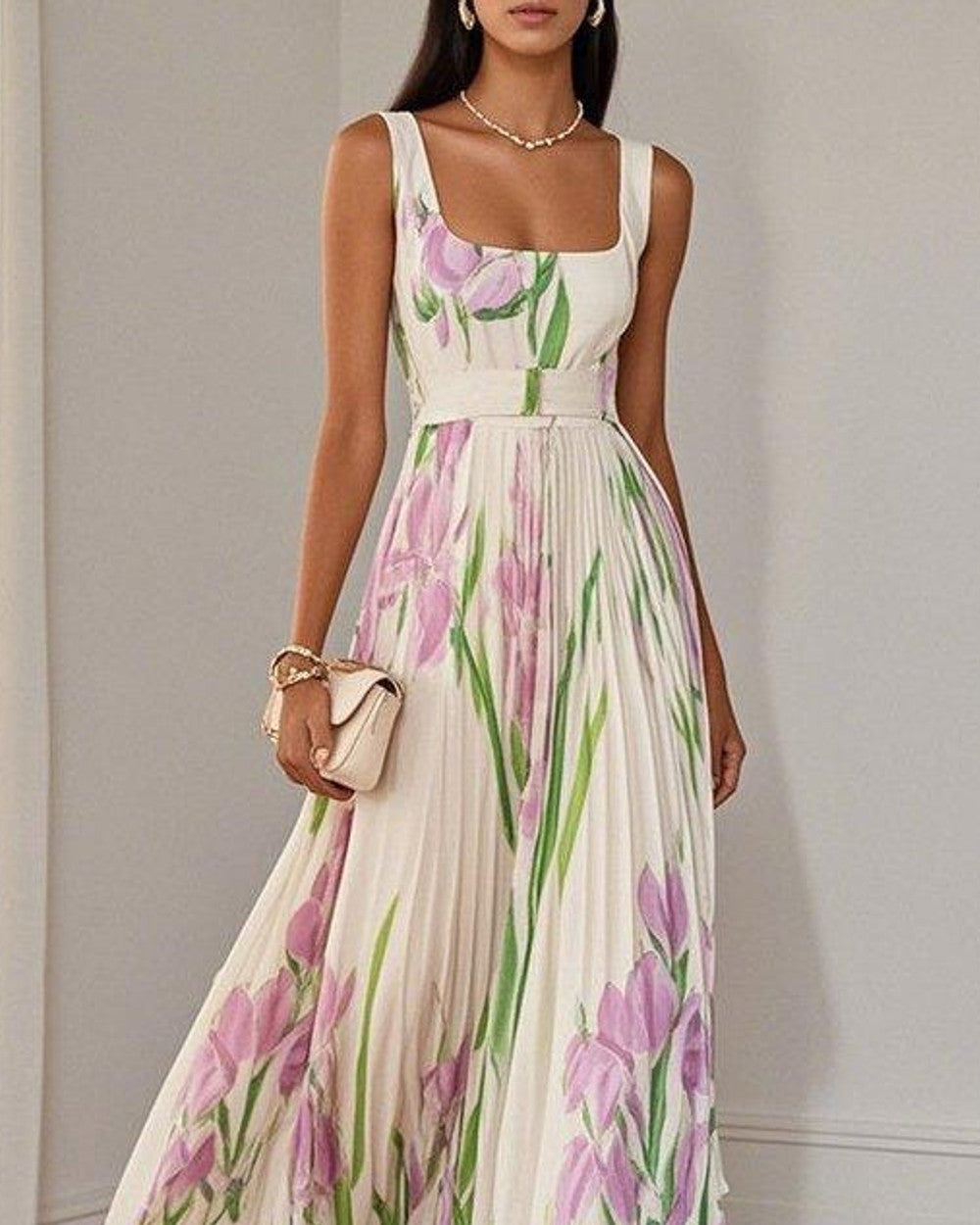 Emma Plissee Maxikleid Chiffon Damen