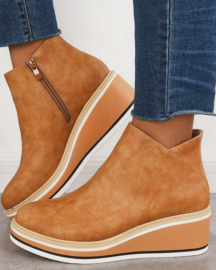 Lena Keilabsatz Stiefeletten Reißverschluss