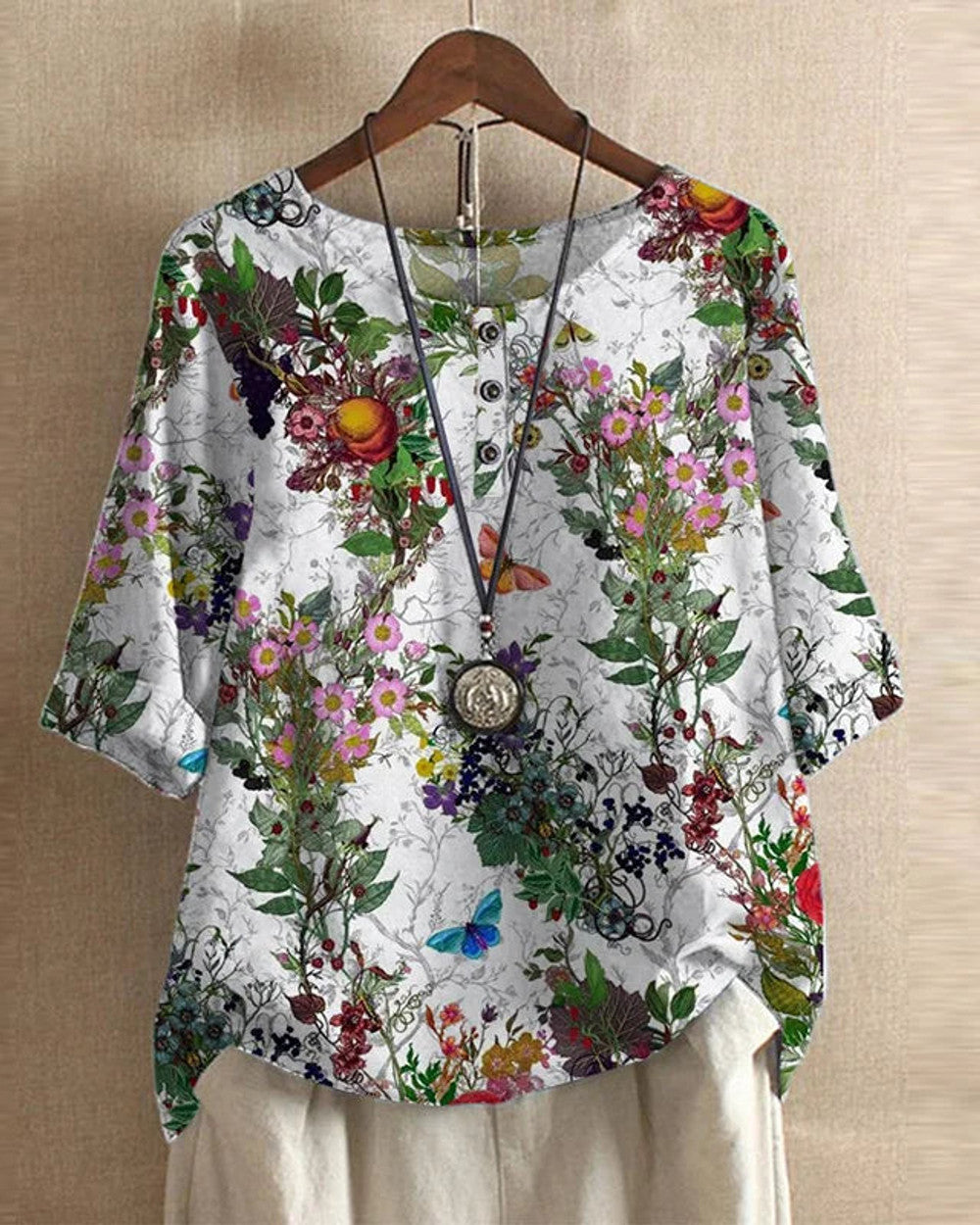 Anya Retro Bluse Damen Oberteil